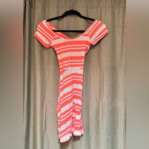 Guess Orange and White Striped Dress